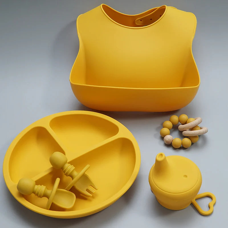 Adjustable Silicone Bibs Set in Yellow