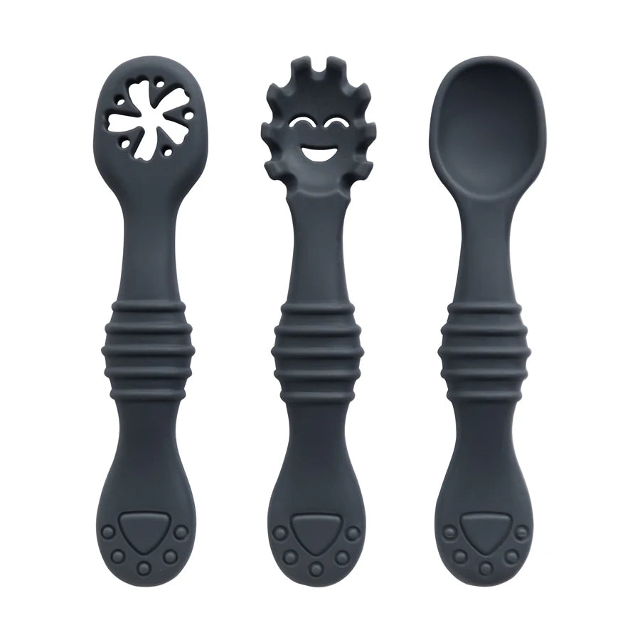 Baby Silicone Spoons Set - 3 Pack in Black