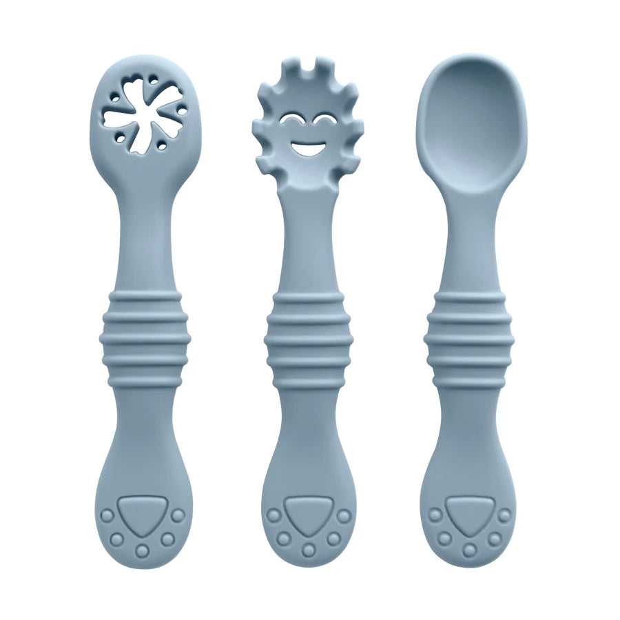 Baby Silicone Spoons Set - 3 Pack in Blue