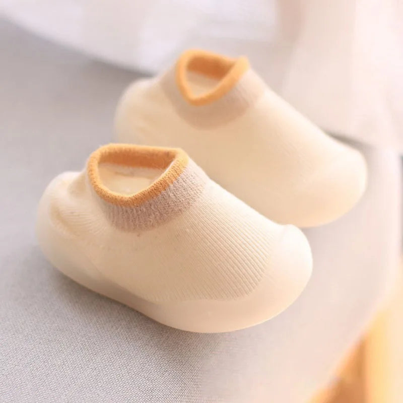 Baby Soft Sole Sock Shoes in Beige