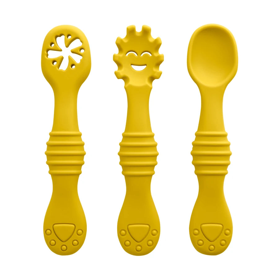 Baby Silicone Spoons Set - 3 Pack in Yellow