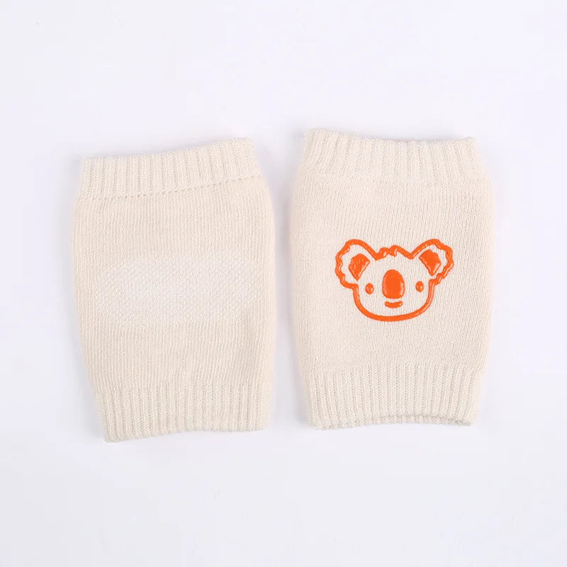 Baby Knee Pad Animal Print , Crawl-Protect in White and Orange