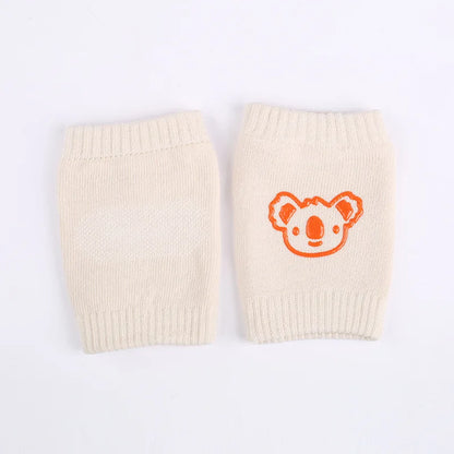 Baby Knee Pad Animal Print , Crawl-Protect in White and Orange