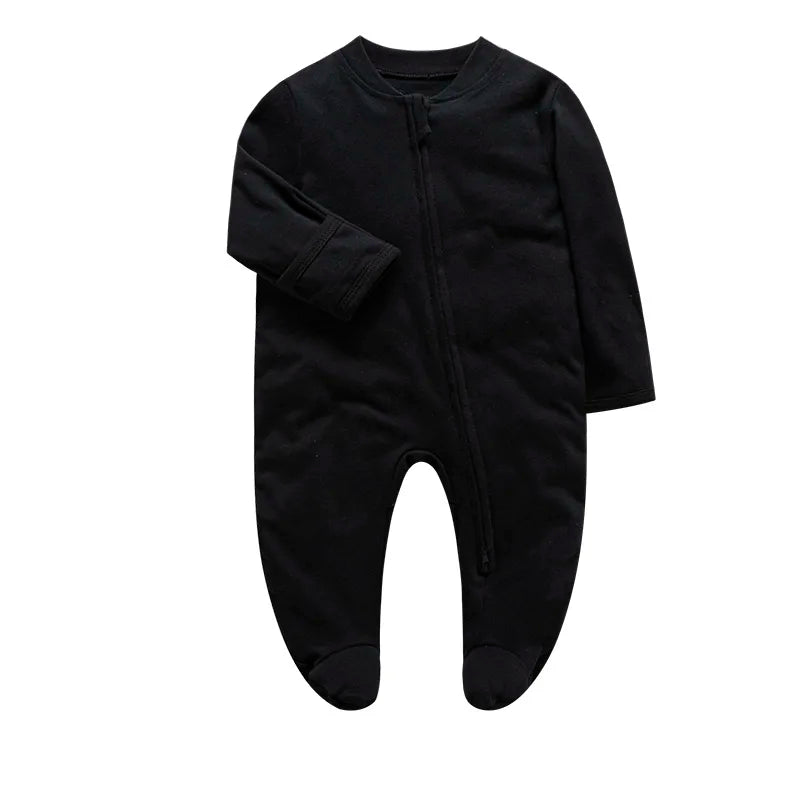 Organic Baby Cotton Footed Pajamas in Black