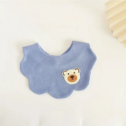 Cartoon Bear Newborn Baby Bib in Blue