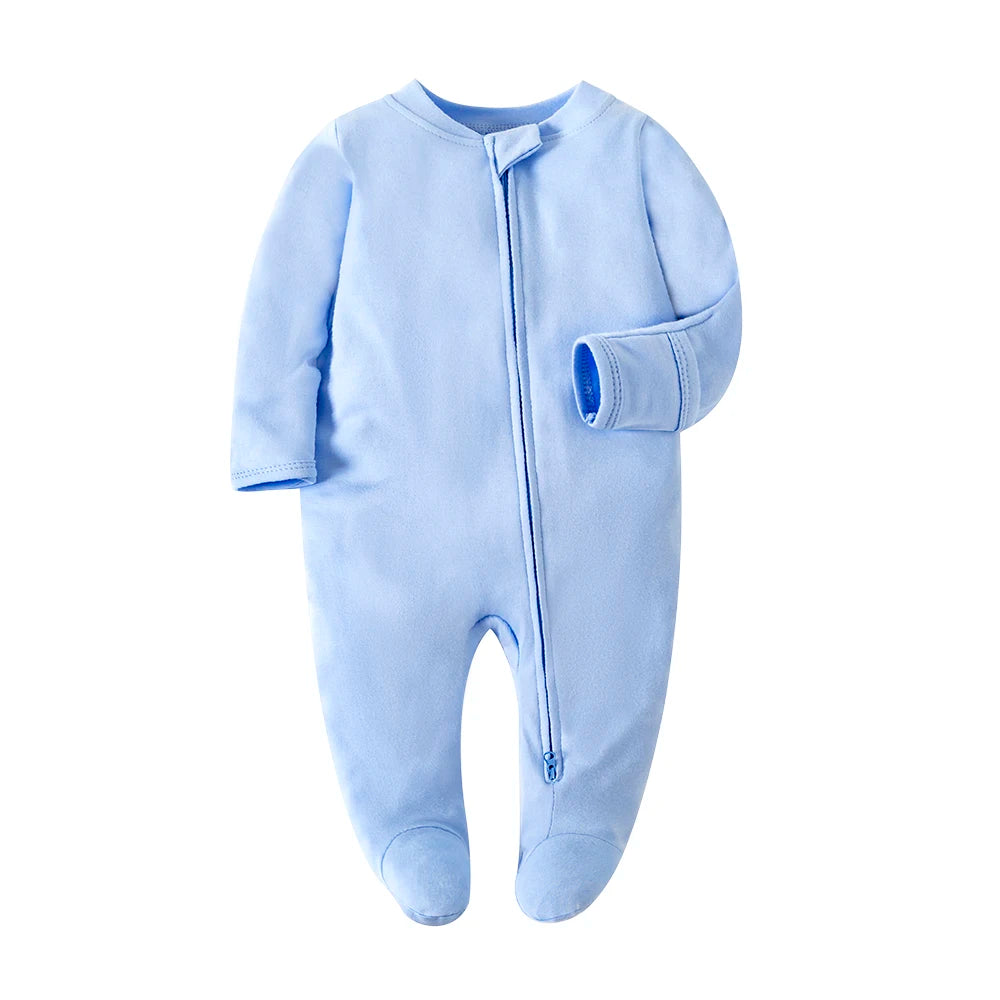 Organic Baby Cotton Footed Pajamas in Blue