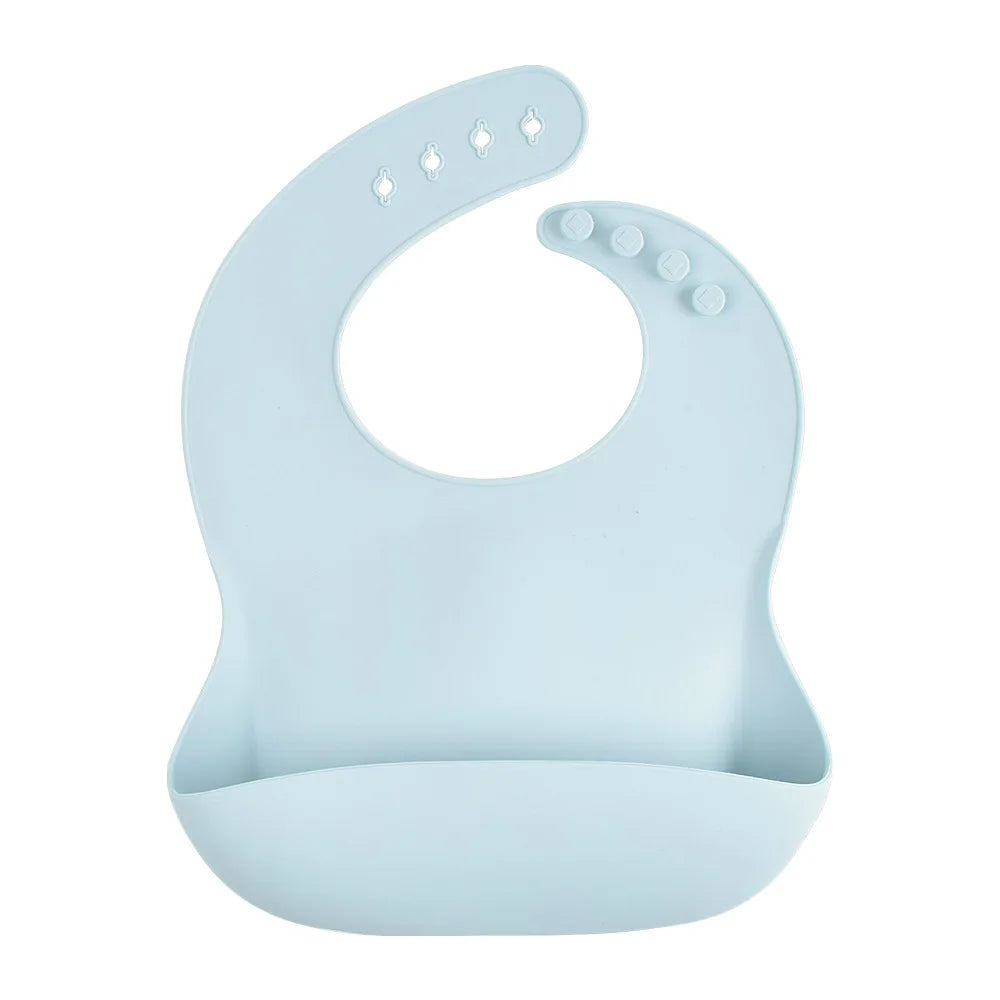 Adjustable Multi-Colored Silicone Bibs in Dark Blue