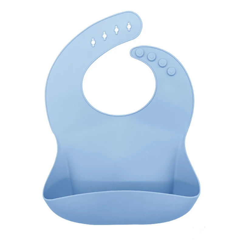 Adjustable Multi-Colored Silicone Bibs in Dark Blue