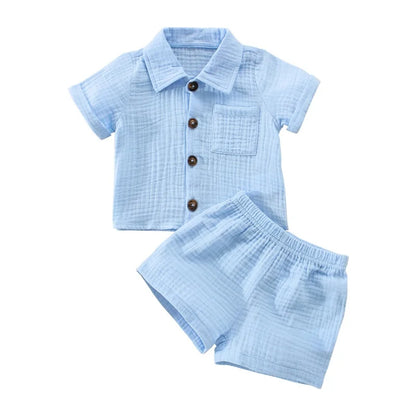 Toddler Boys Summer Shorts Set in Blue