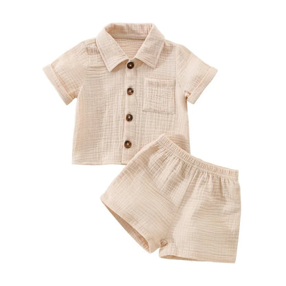 Toddler Boys Summer Shorts Set in Brown