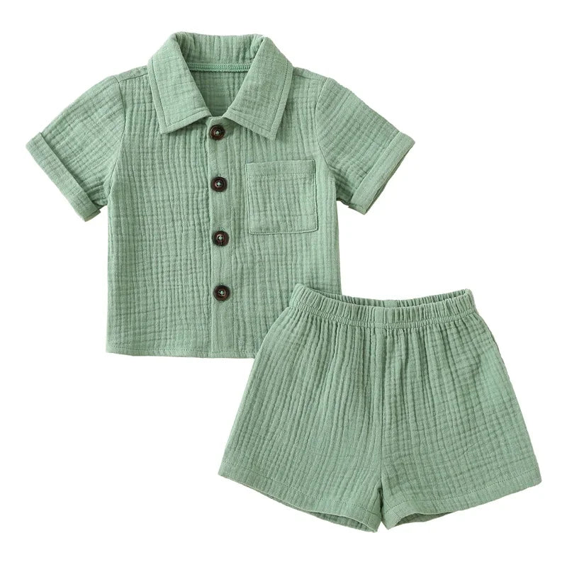 Toddler Boys Summer Shorts Set in Green