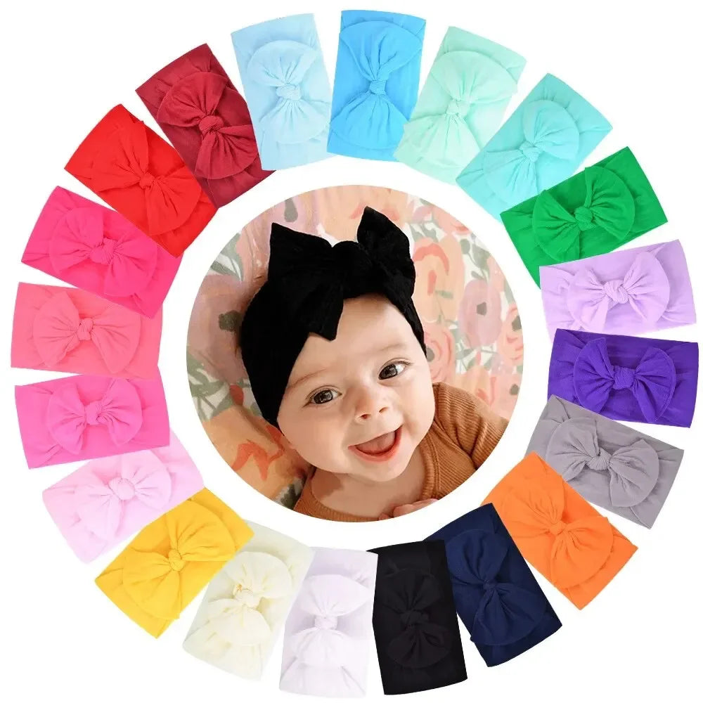 Comfortable Baby Girls Nylon Bow Headbands in Multiple Colors