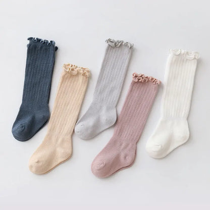 Baby Solid Knee Socks - 3 pack in Blue, Grey, Pink, White, and Beige