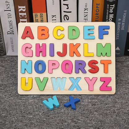 Wooden Baby Alphabet and Number Puzzle - Montessori