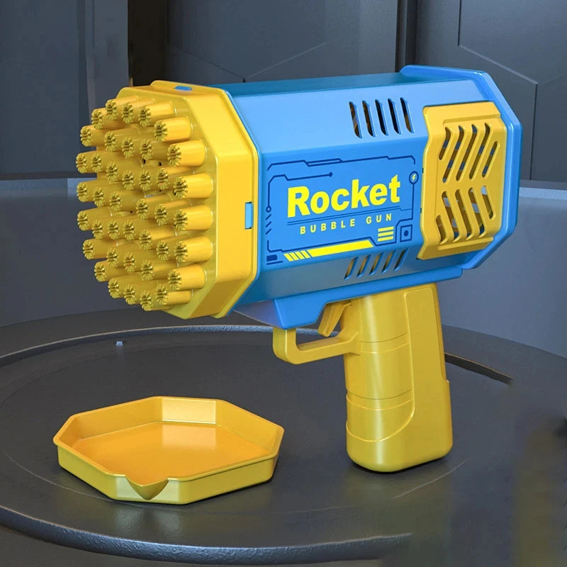 Electric Rocket Bubble Machine in Blue and Yellow