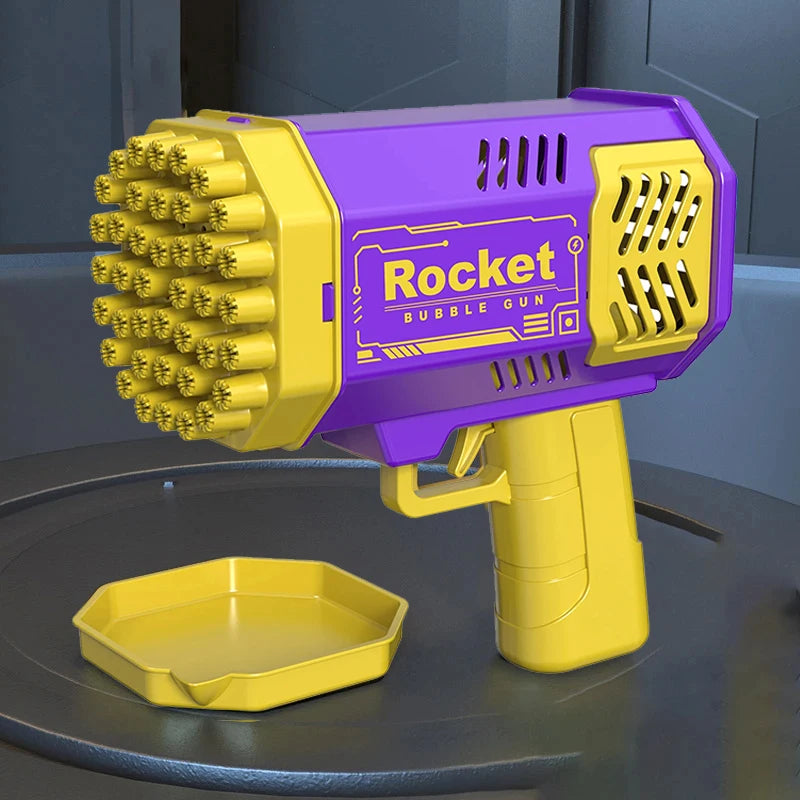 Electric Rocket Bubble Machine in Purple and Yellow