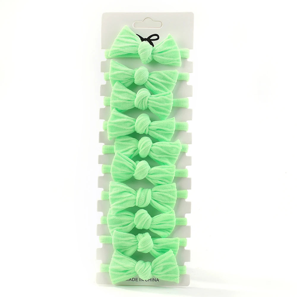 GREEN BABY GIRLS NYLON FLOWER HAIR TIES - 10PCS