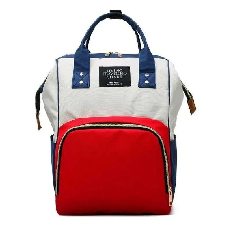 Large Baby Diaper Bag - Milk Storage in Blue , White, and Red