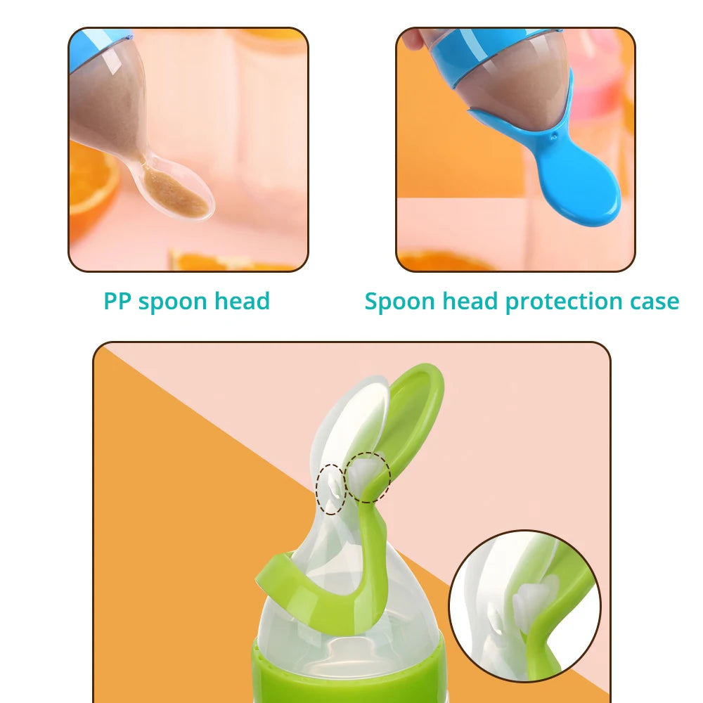 Leak-Proof Squeeze Baby Bottle in Blue and Green