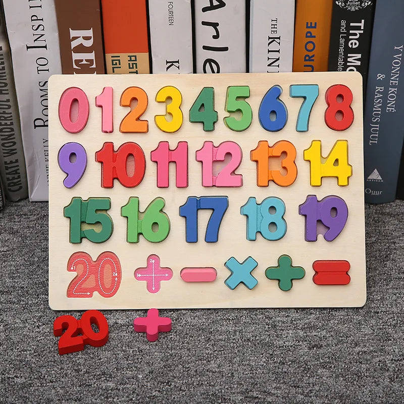 Wooden Baby Alphabet and Number Puzzle - Montessori