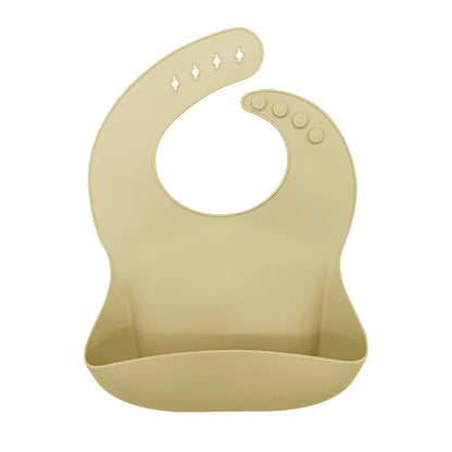 Adjustable Multi-Colored Silicone Bibs in Beige