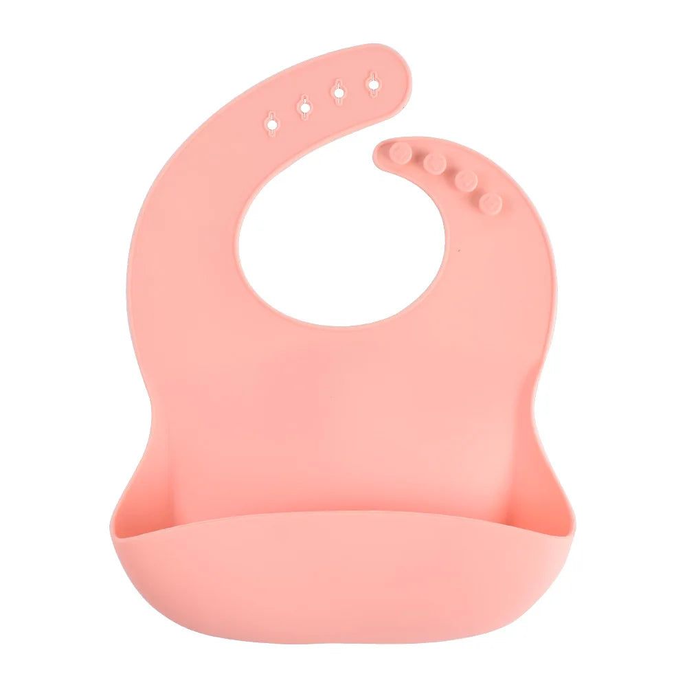 Adjustable Multi-Colored Silicone Bibs in Pink