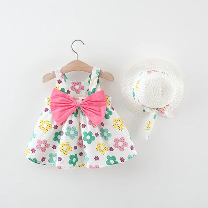 Floral Print Newborn Dress in Pink, Yellow, Green