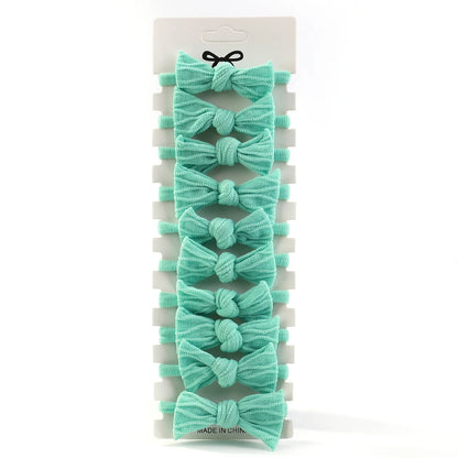 BABY GIRLS NYLON GREEN HAIR TIES - 10PCS