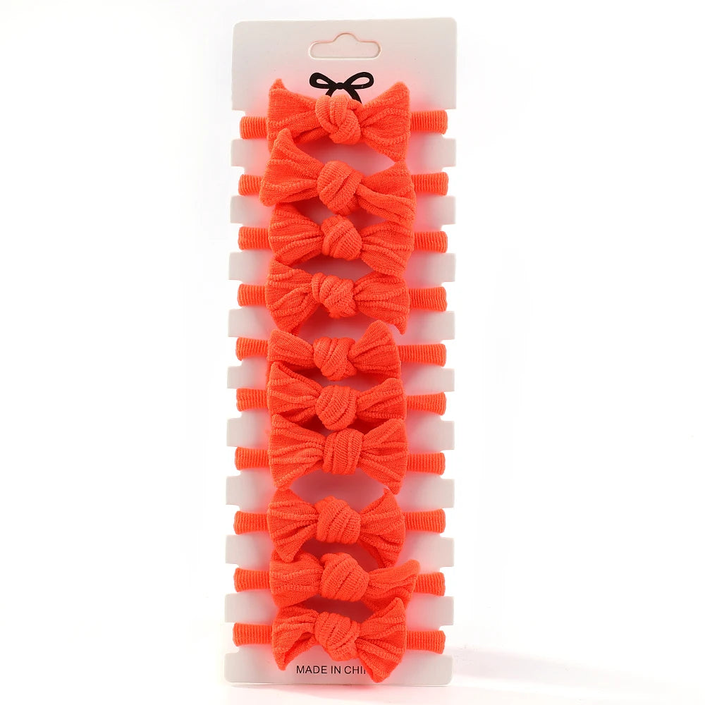 BABY GIRLS NYLON ORANGE HAIR TIES - 10PCS