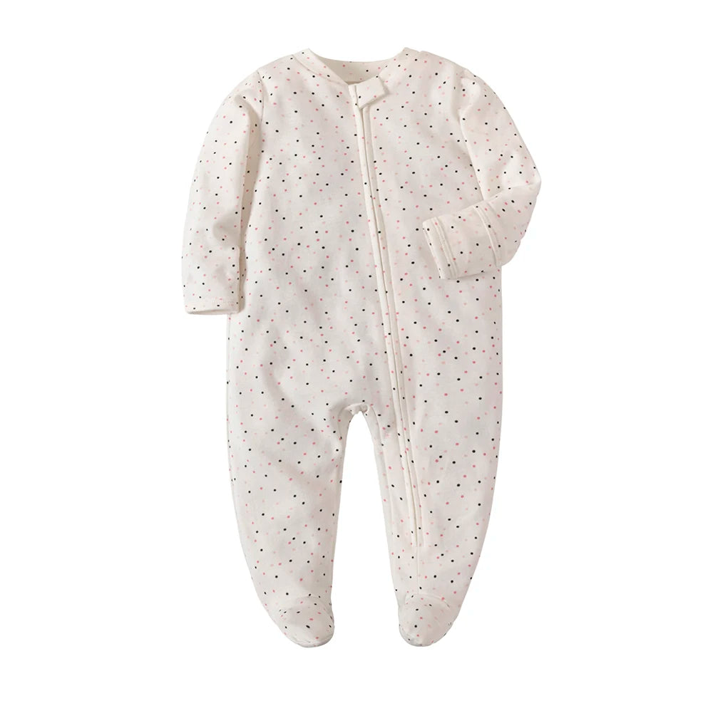 Organic Baby Cotton Footed Pajamas in Polka dot