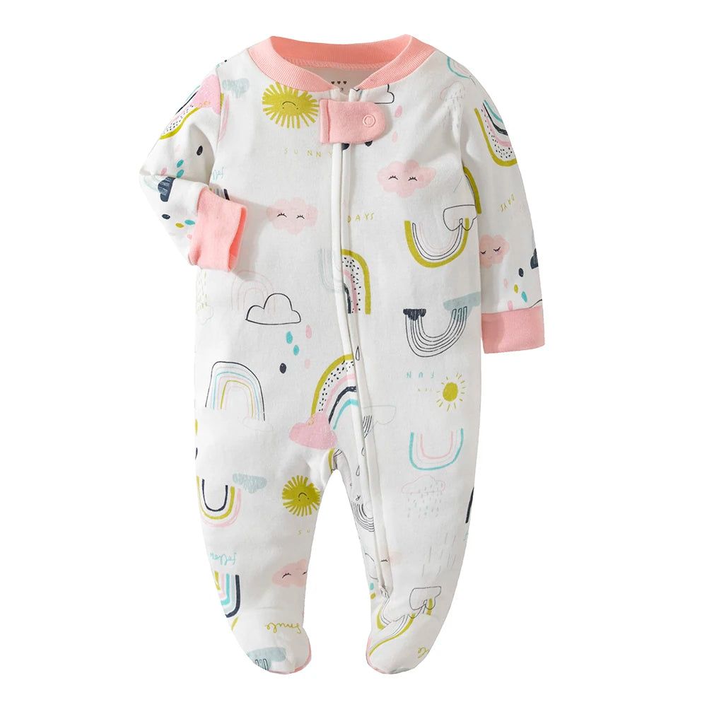 Organic Baby Cotton Footed Pajamas in Unicorn Print 