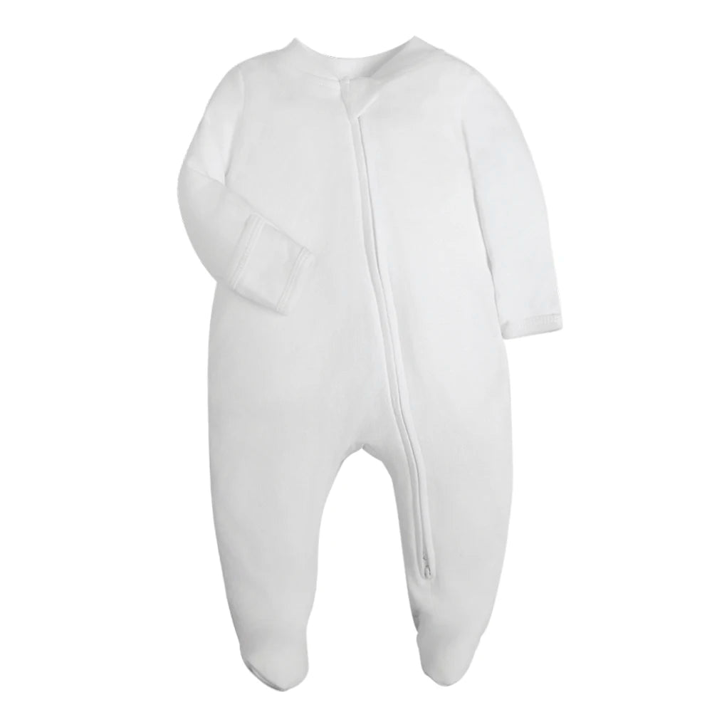 Organic Baby Cotton Footed Pajamas in White