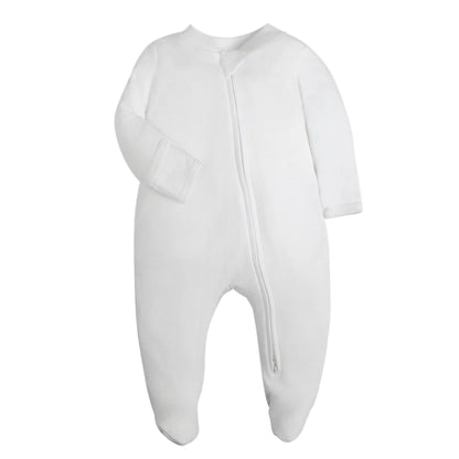 Organic Baby Cotton Footed Pajamas in White