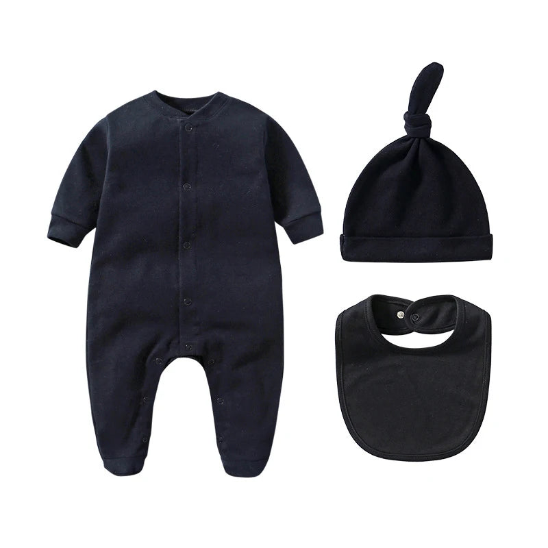 Organic Cotton Baby Jumpsuit Sets in Black