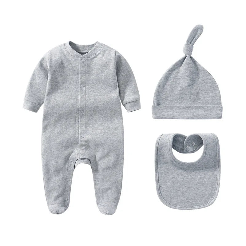 Organic Cotton Baby Jumpsuit Sets in Grey