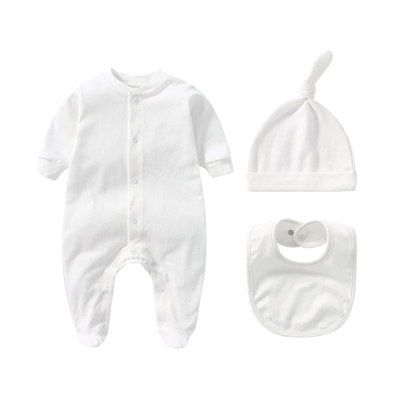 Organic Cotton Baby Jumpsuit Sets in White