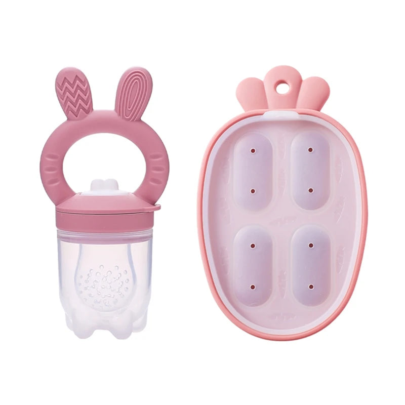 Baby Fruit &amp; Veggie Teether Set in Pink