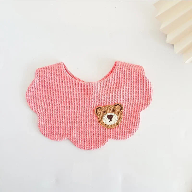 Cartoon Bear Newborn Baby Bib in Pink