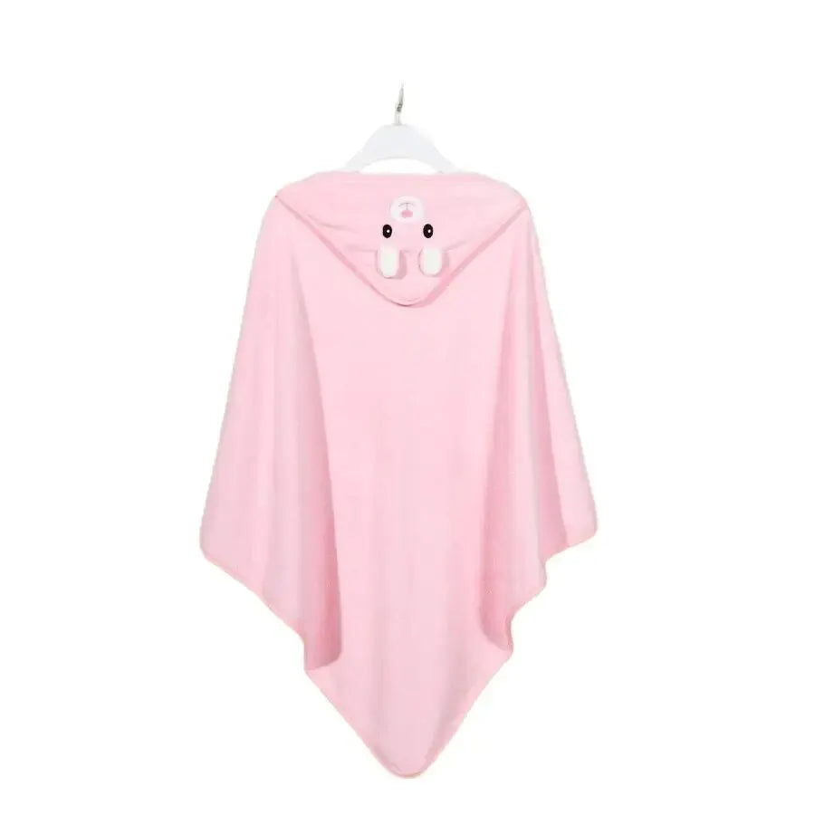 Quick-Drying Coral Velvet Baby Hooded Towel in Pink