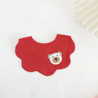 Cartoon Bear Newborn Baby Bib in Red