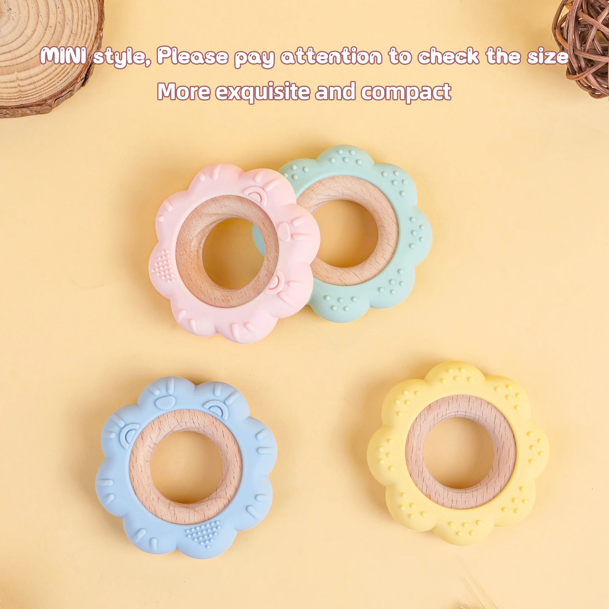 Safe Baby Silicone Teether in Pink, Blue, and Yellow