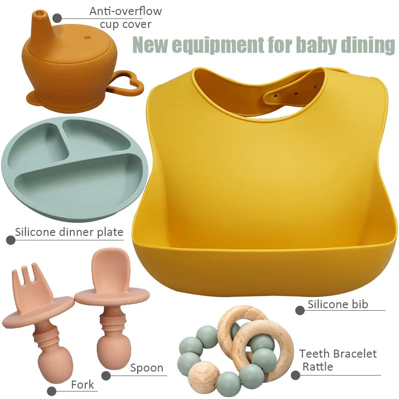 Adjustable Silicone Bibs Set in Yellow