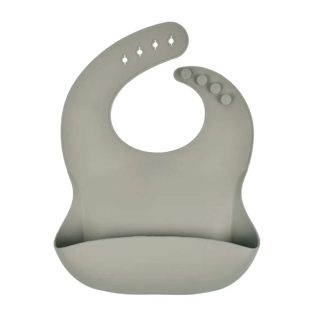 Adjustable Multi-Colored Silicone Bibs in Grey