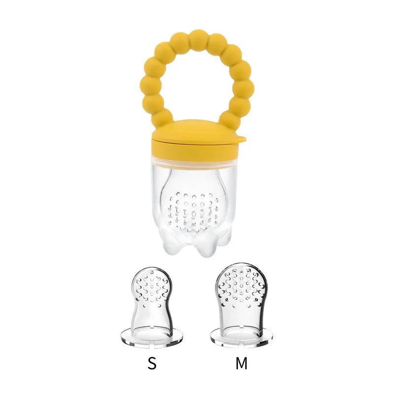 Baby Fruit Feeder Pacifier with Silicone Mesh in Yellow