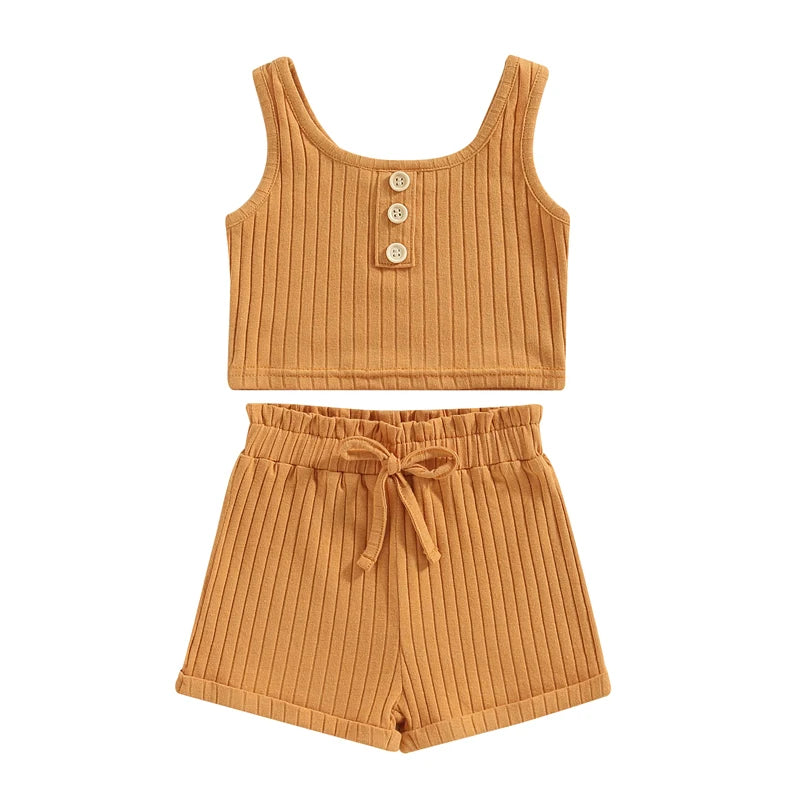 Summer Toddler Girls Outfit Set in Orange