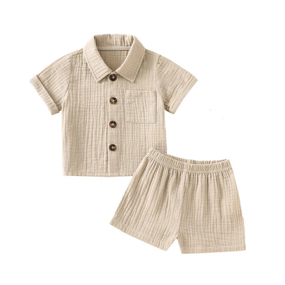 Toddler Boys Summer Shorts Set in Brown