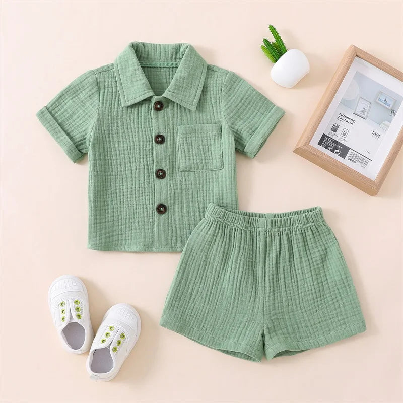 Toddler Boys Summer Shorts Set in Green