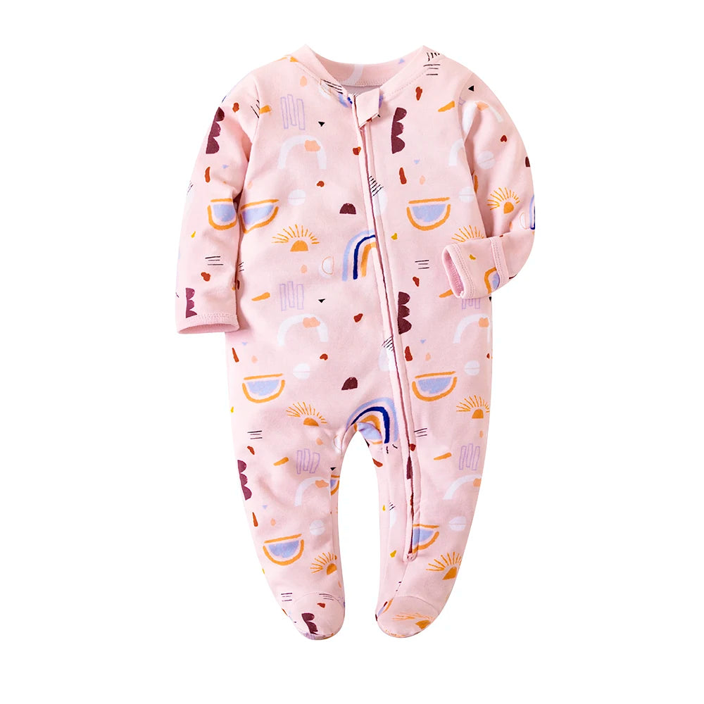 Organic Baby Cotton Footed Pajamas in Pink