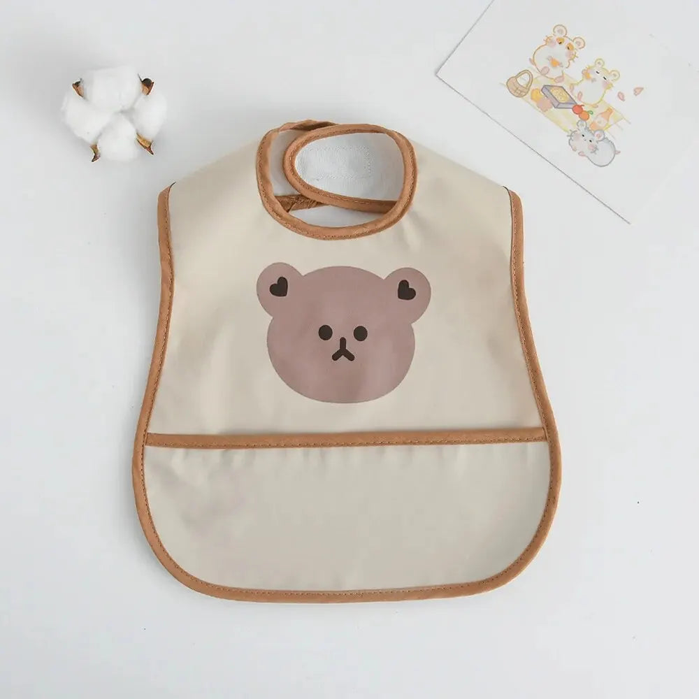 No-Sleeve Animal Cartoon Bibs in Bear Print