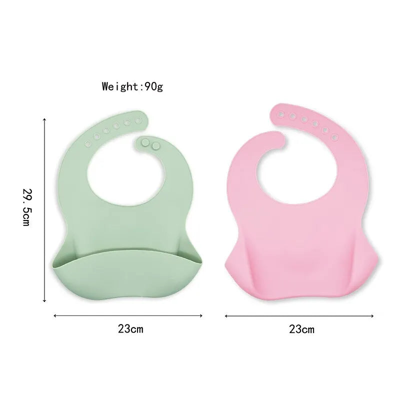 Waterproof Baby Bib, Adjustable in Green and Pink